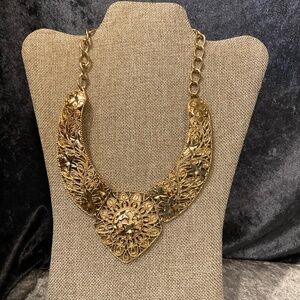 Vintage Barrera for Avon Gold Hinged Falling Leaves  Statement Necklace
